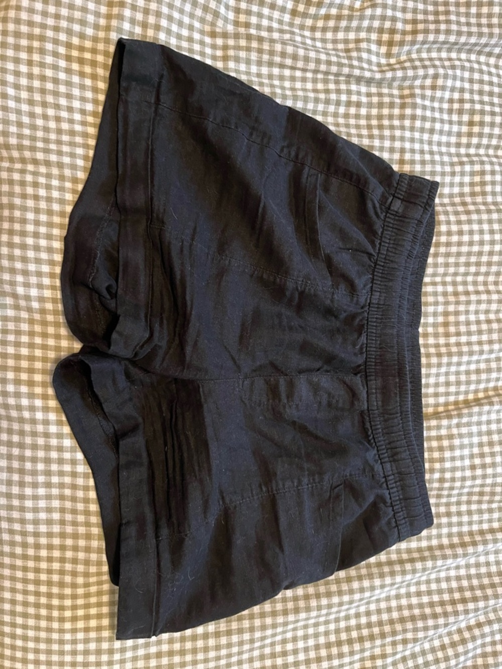 Black Women's Elastic Waist linen Shorts